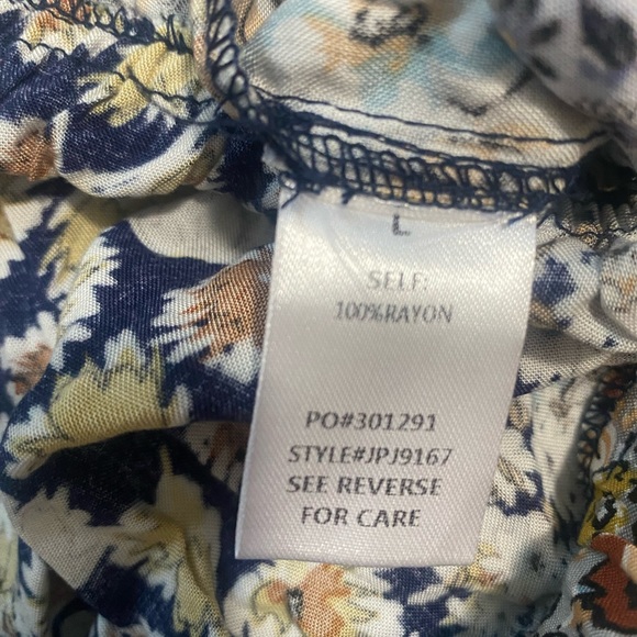 Hallelu Boutique - Strapless Navy Floral Jumpsuit with Tie Back/Leg Slits - L - Picture 4 of 10